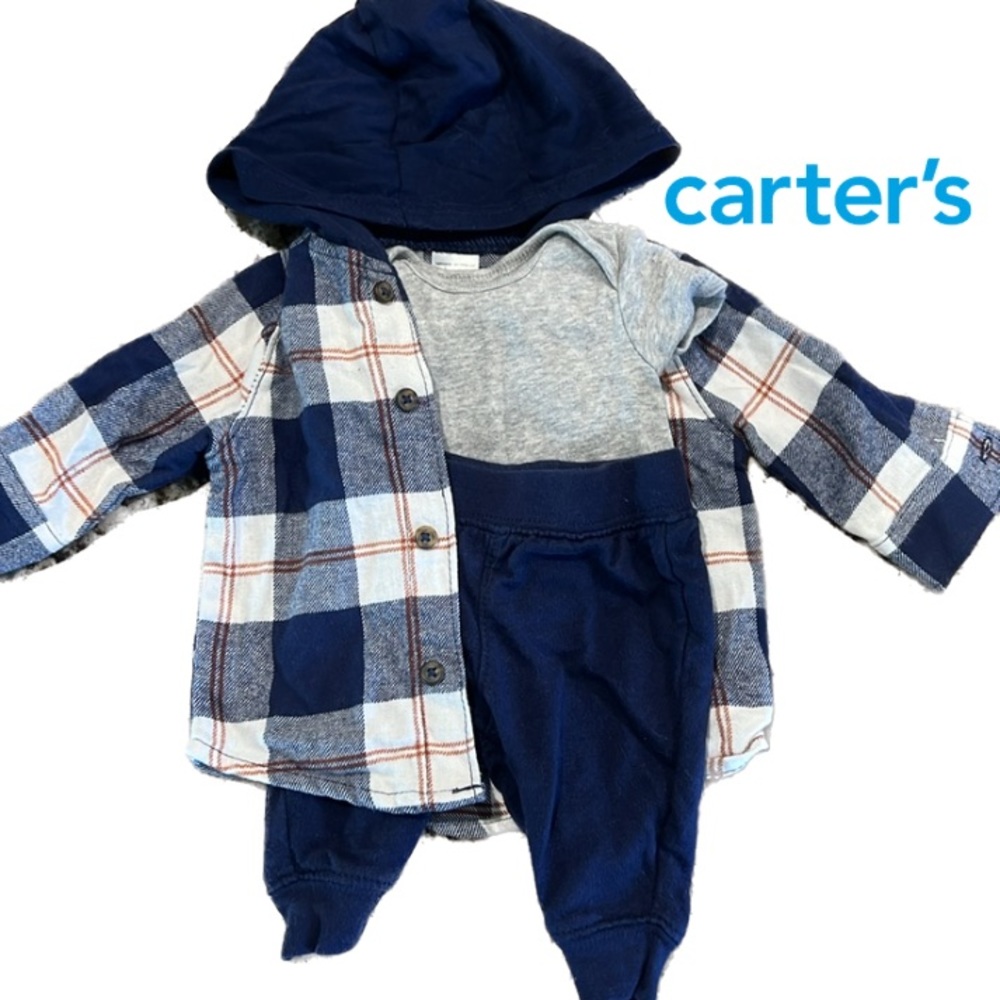 Carters Newborn Baby Outfit Flannel Onesie and Jogger SET